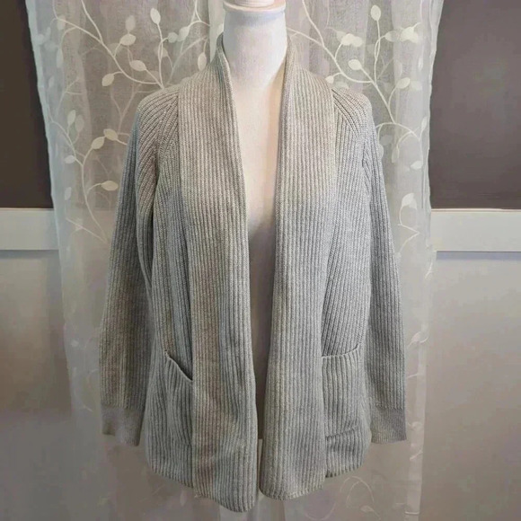 Haven Well Within Open Cotton Blend Cardigan, Gray, Size S - Picture 1 of 6
